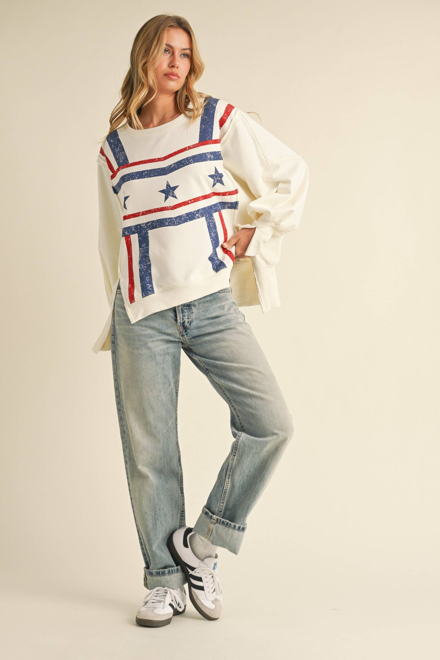 USA STAR GRAPHIC RELAXED FIT SWEATSHIRT