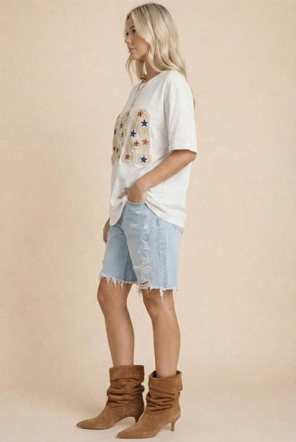 4th of July Crochet Star USA Tee