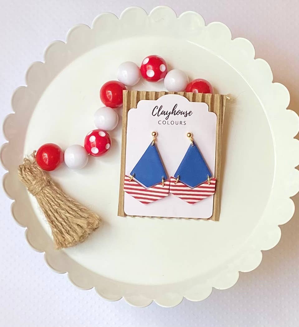 Red, White & Blue Clay Earrings 
