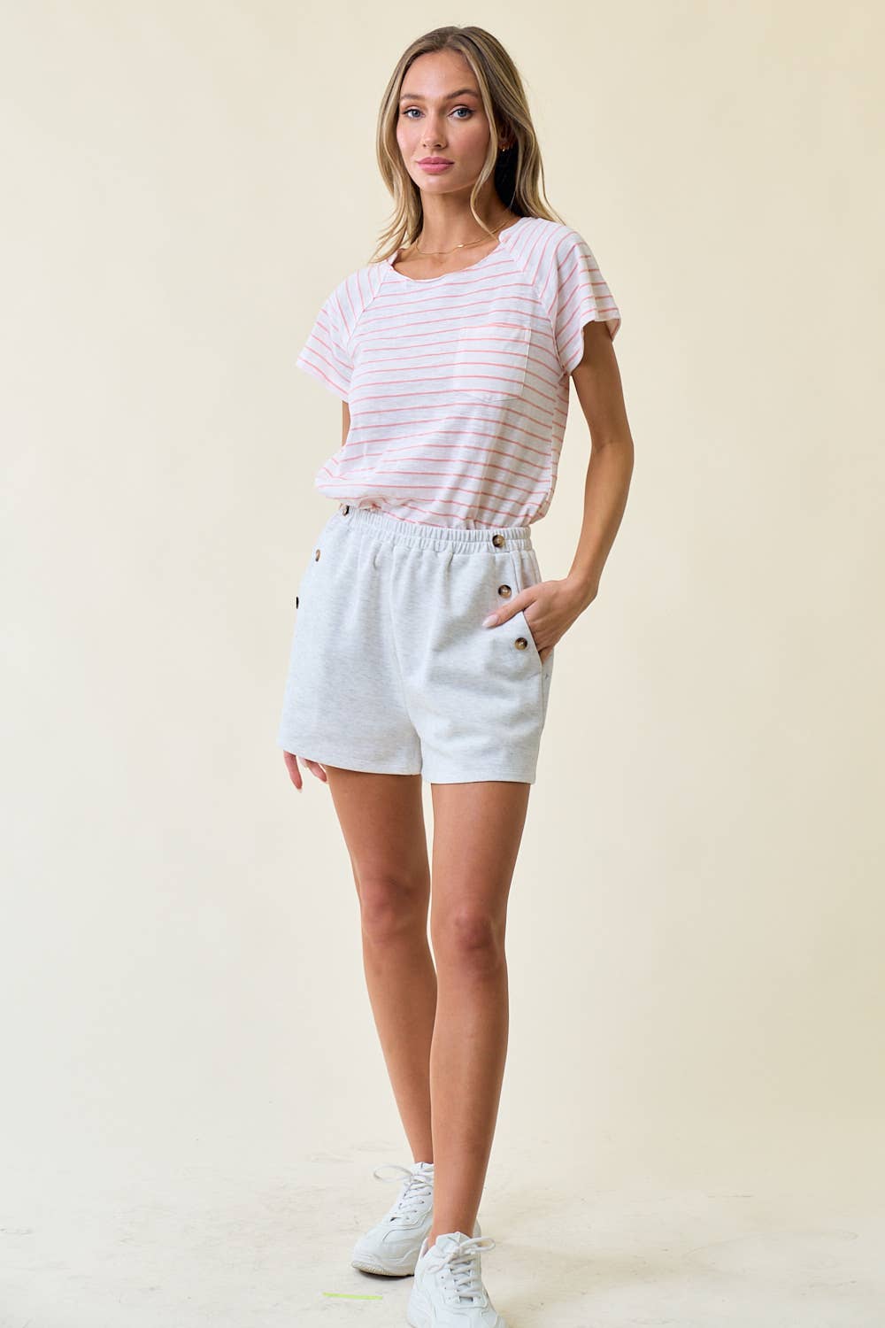PLACKET BUTTON SWEAT SHORTS - 8696P