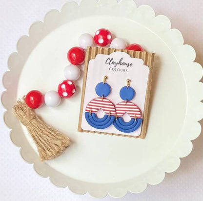 Red, White & Blue Clay Earrings 