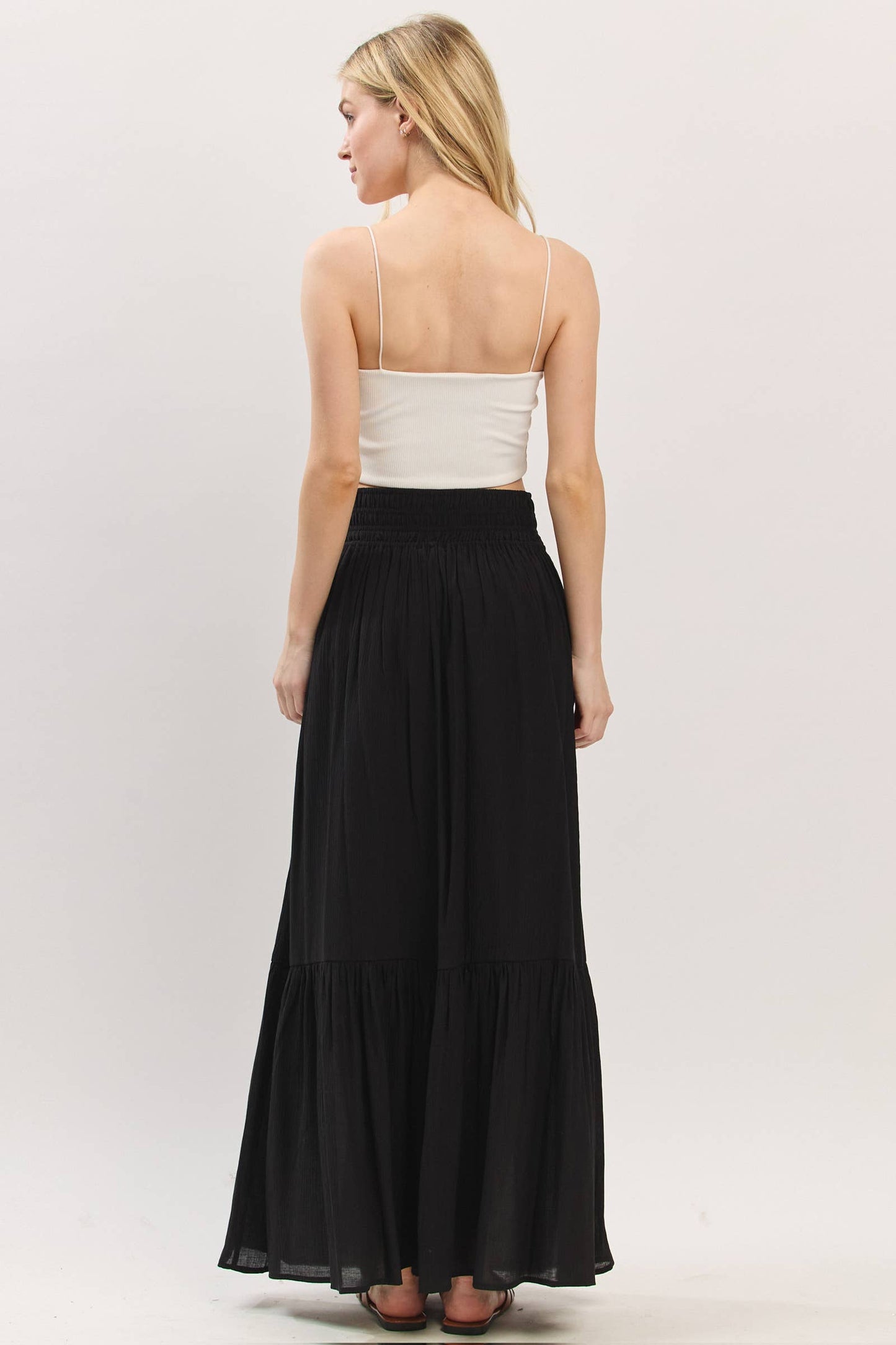 Tiered Center Slit Maxi Skirt - VS3399A