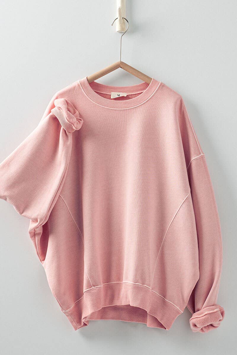 Crew Neck Comfort Washed  Spring Sweatshirt