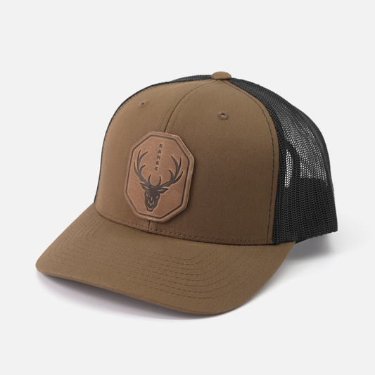 Range Skull Hat | Leather Patch Trucker Hat