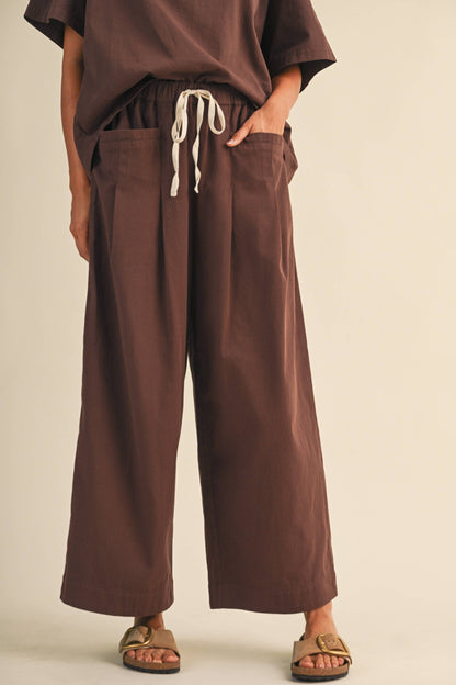 IST6073 RELAXED FIT TOP AND WIDE LEG CROPPED PANTS SET