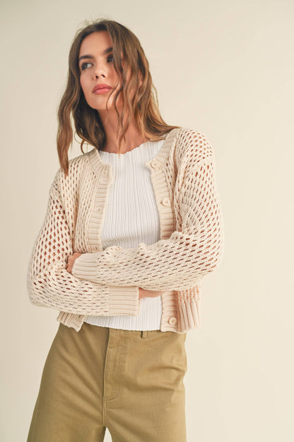 J2844  CROCHET KNITTED BUTTONDOWN CARDIGAN
