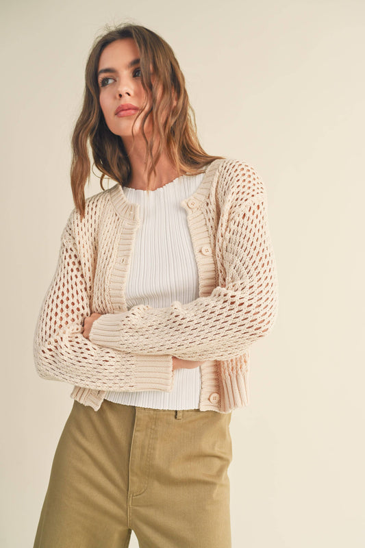 J2844  CROCHET KNITTED BUTTONDOWN CARDIGAN