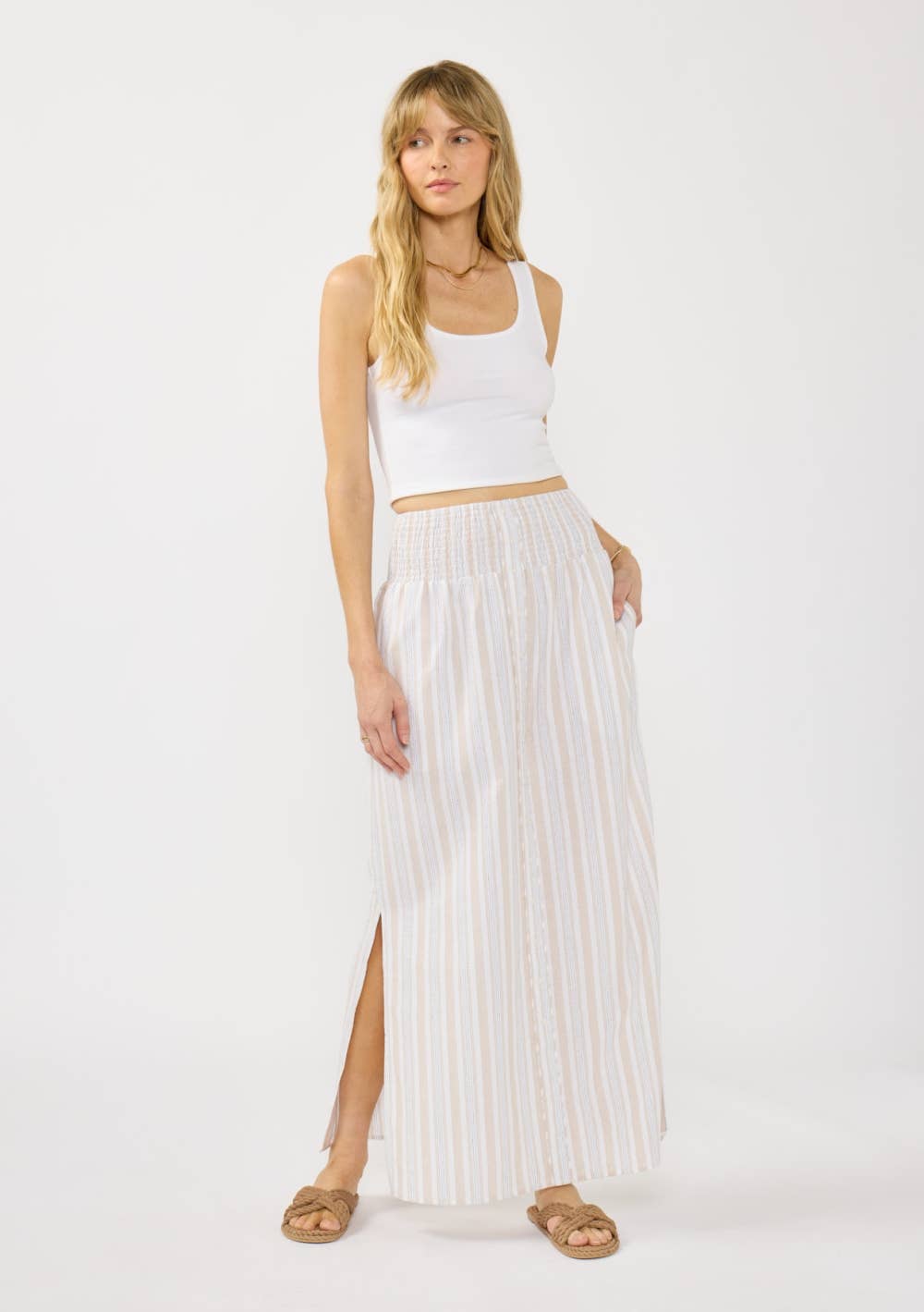 Faux Button Front Skirt