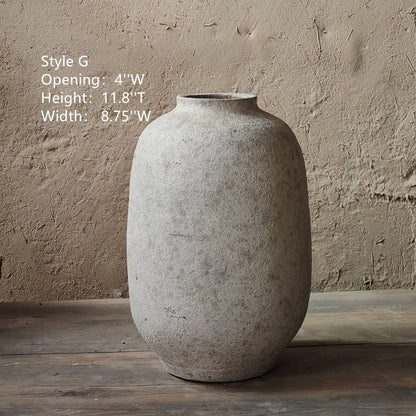Handmade Terracotta Vase, Pottery Art Pot in Matte White