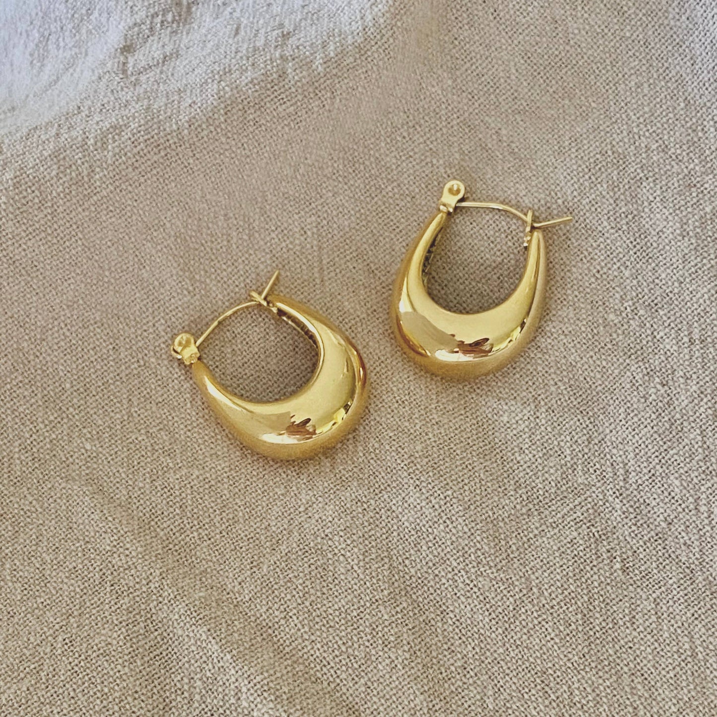 U Shaped Hoop Earrings 18k gold plated over SS waterproof