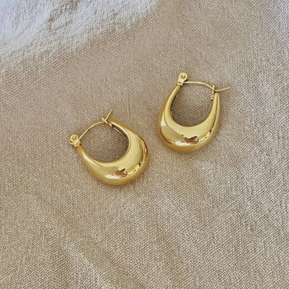 U Shaped Hoop Earrings 18k gold plated over SS waterproof