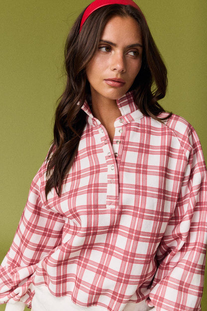 Natalie Plaid Mock Neck Sweatshirt
