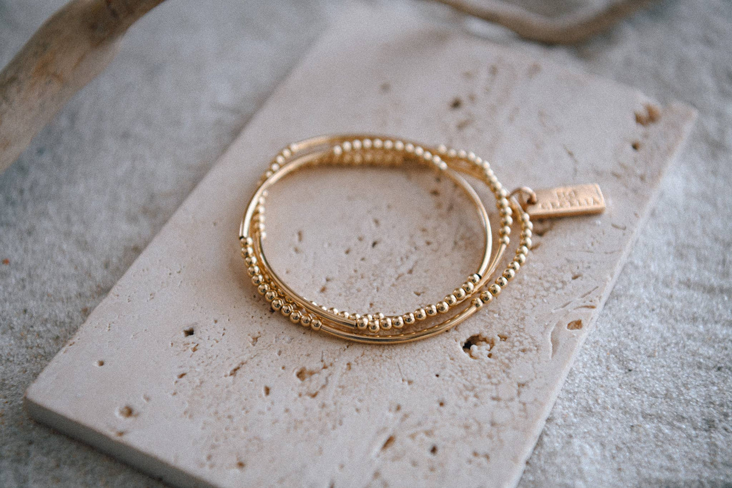 Gold Filled Triple Wrap Stretch Bracelet