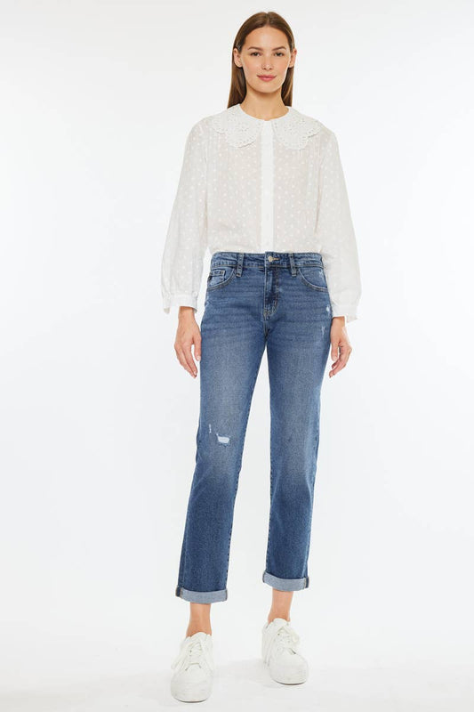 OPEN PACK MID RISE SLIM BOYFRIEND FIT JEANS-KC20055D