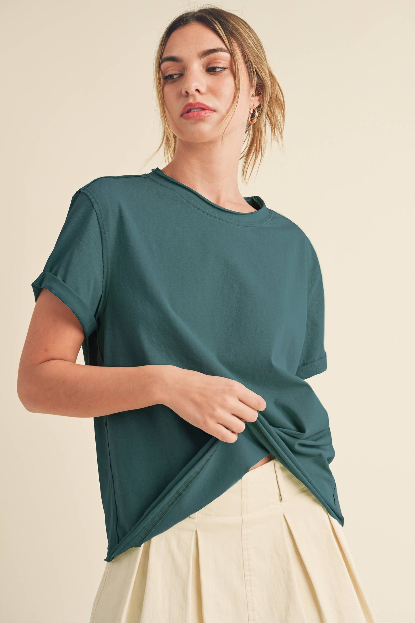 8314DN Mali Baby Tee Short Sleeve Top: White / Contemporary / S