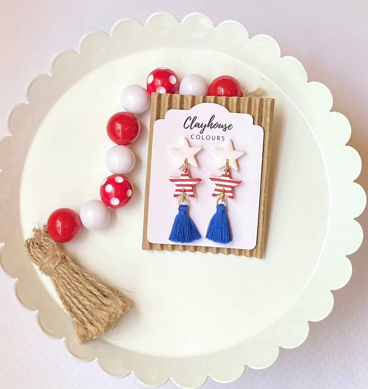 Red, White & Blue Clay Earrings 