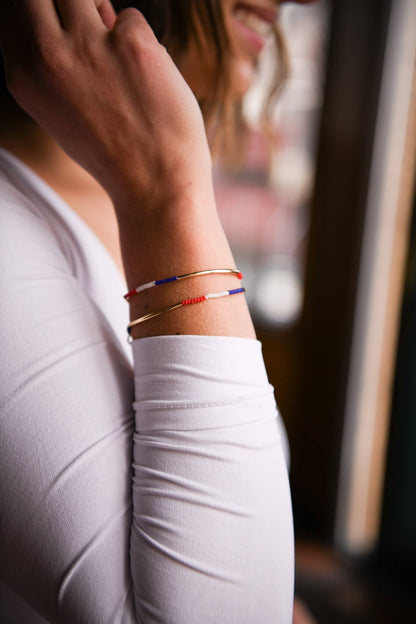 4th of July Seed Bead Triple Wrap Stretch Bracelets