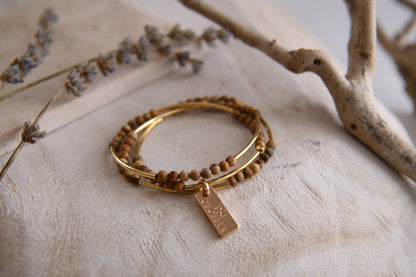 Gemstone and Gold Plated Triple Wrap Bracelets Holiday Gift