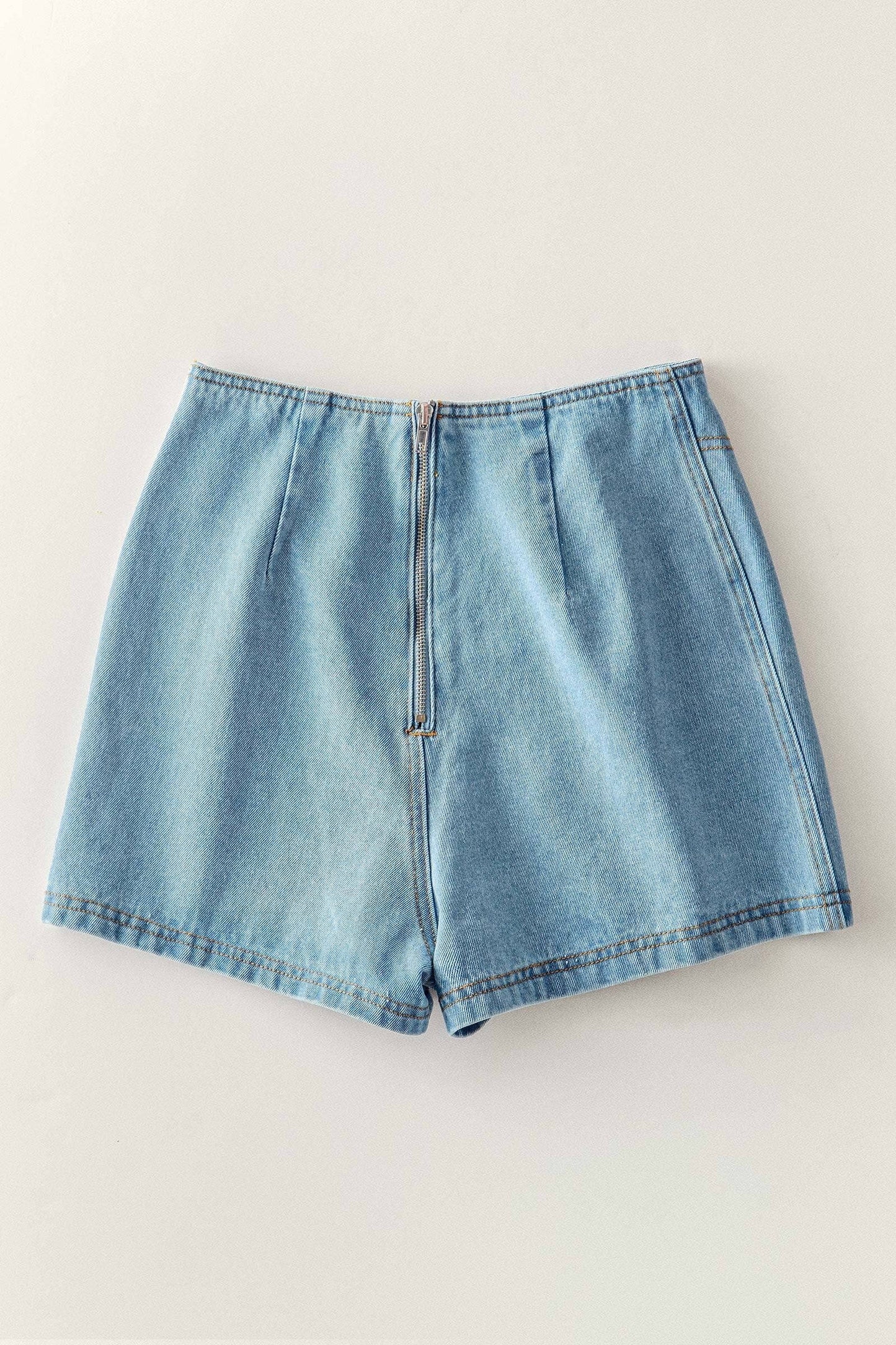 Retro Button Front High Waisted Denim Skort