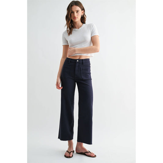 HIGH RISE WIDE LEG CROP RAW HEM
