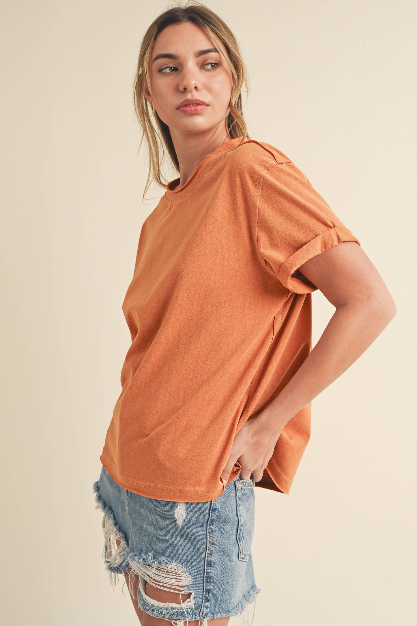 8314DN Mali Baby Tee Short Sleeve Top: White / Contemporary / S