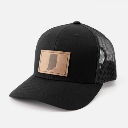 Indiana Silhouette Hat | Leather Patch Trucker Hat