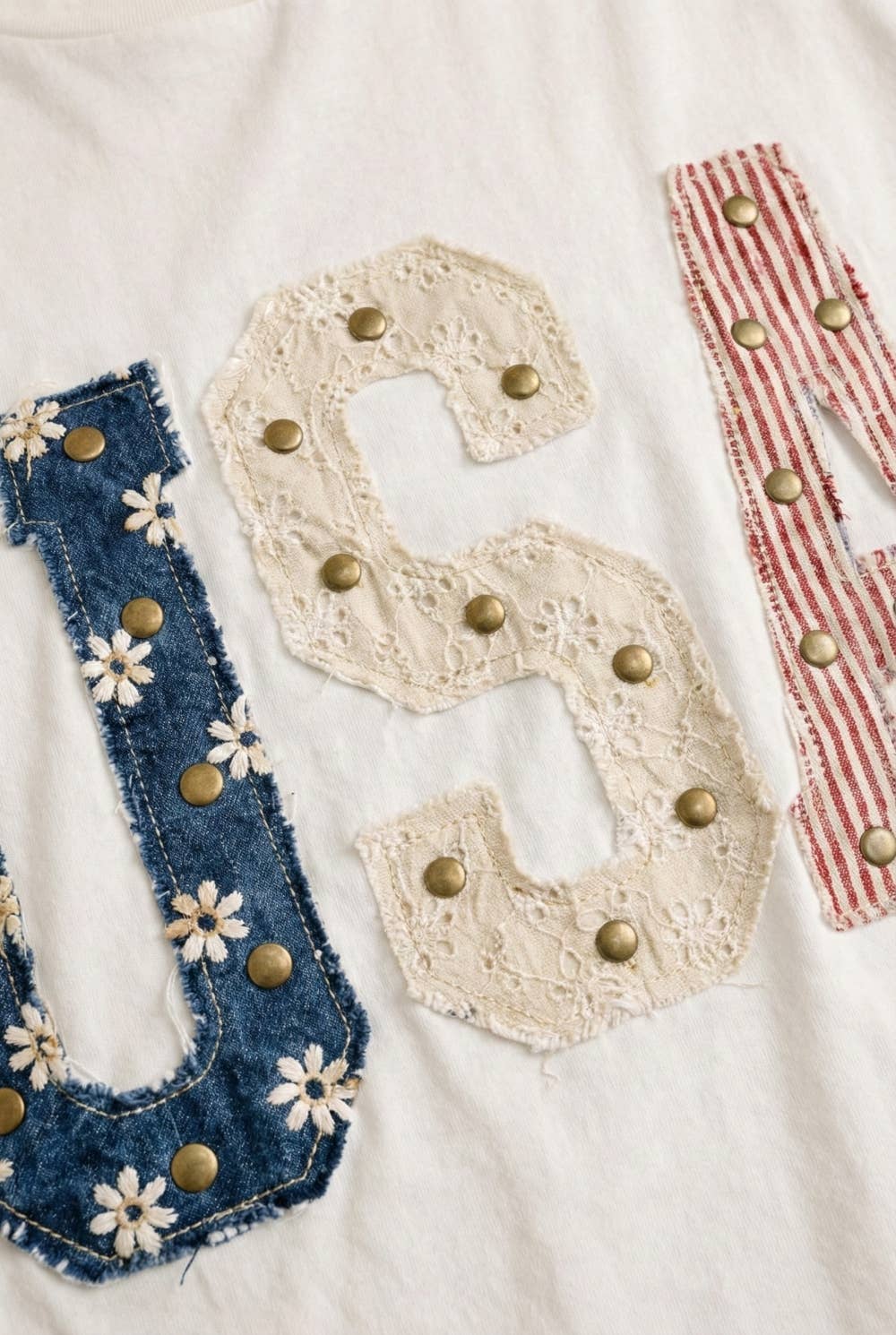 Mixed-Media Studded USA Graphic Tee