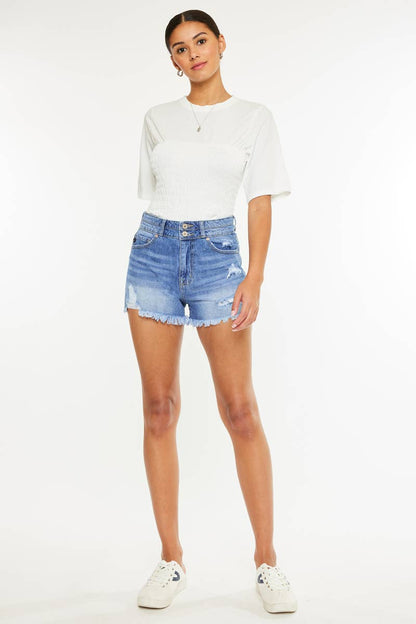 OPEN PACK HIGH RISE MOM DENIM SHORTS-KC8560NM