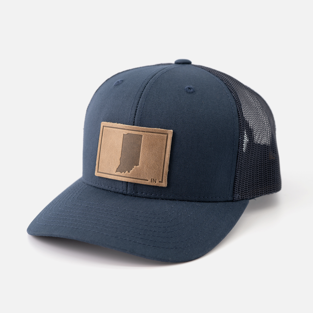 Indiana Silhouette Hat | Leather Patch Trucker Hat