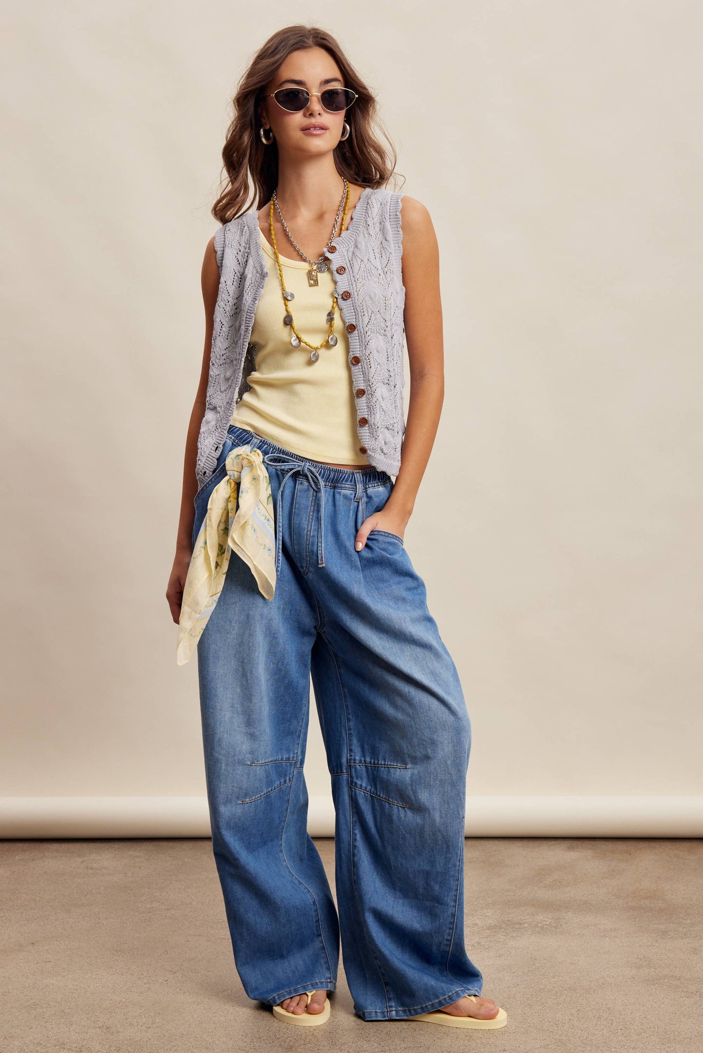 Reversible Pointelle Knit Vest Top LSW1049