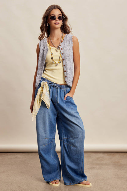 Reversible Pointelle Knit Vest Top LSW1049