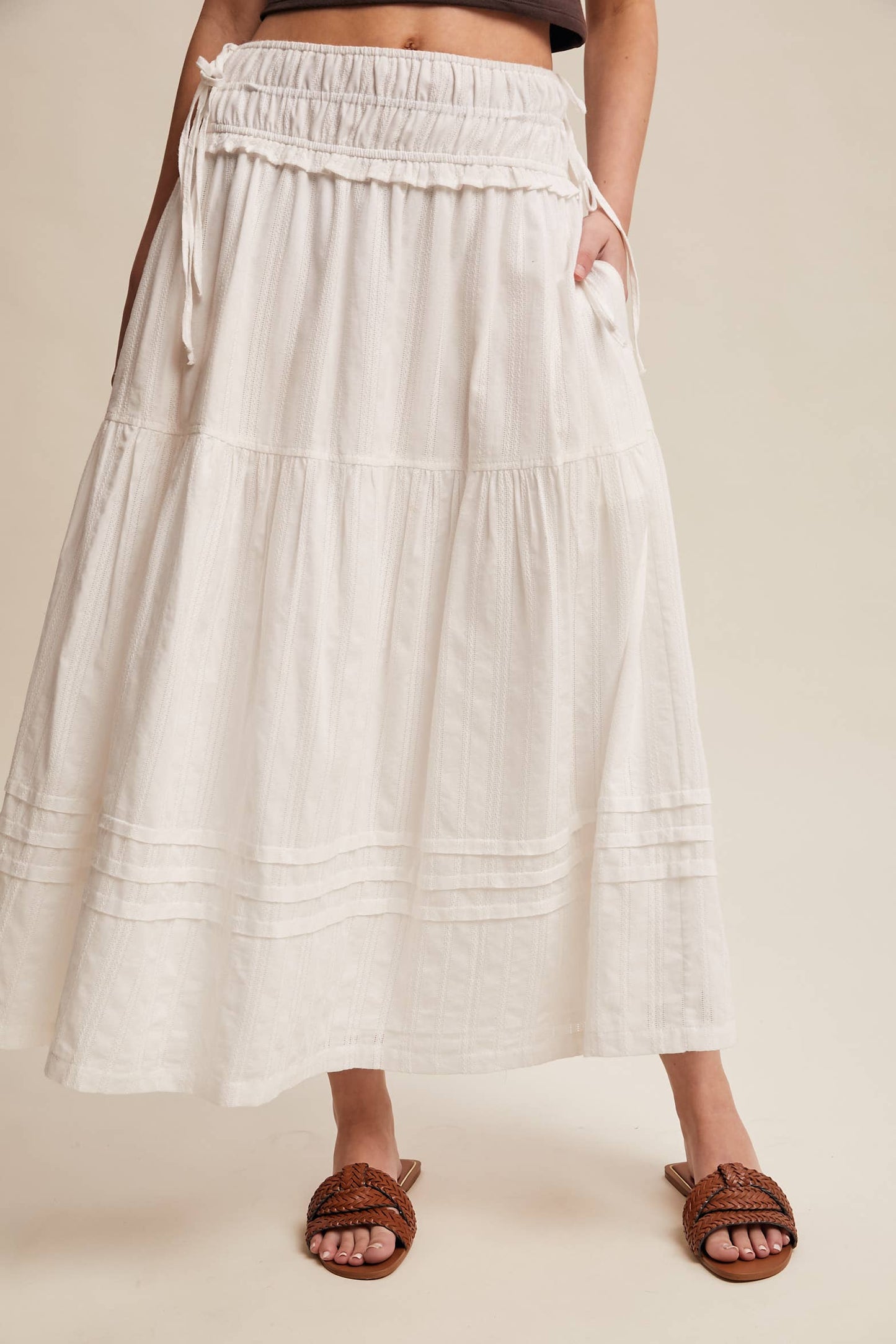 Textured Cotton Maxi Skirt