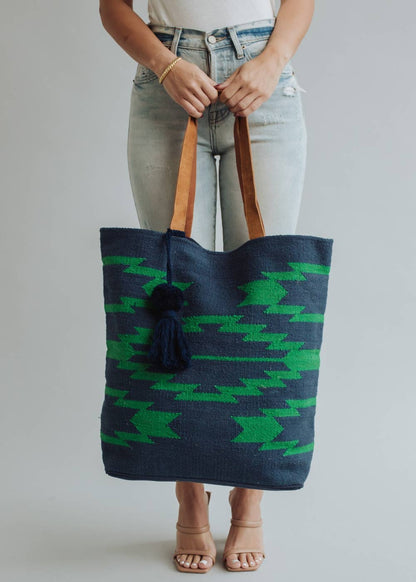 Navy & Green Aztec Tote