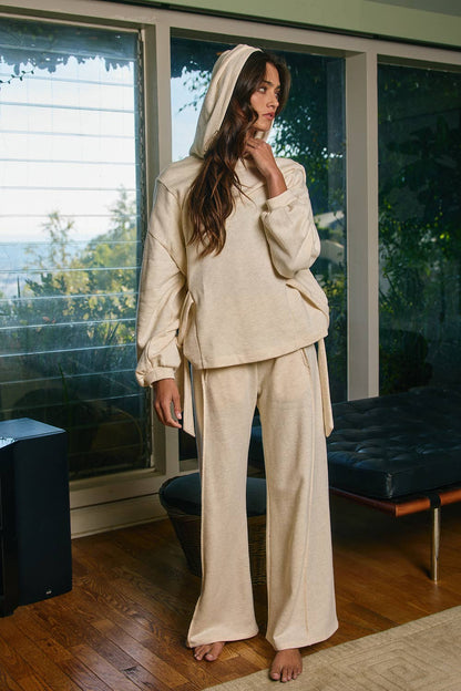 Side-Tie Detail Oversized Solid Hoodie