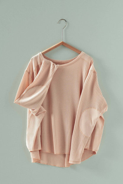 Oversized Waffle Knit High-Low Tunic Top
