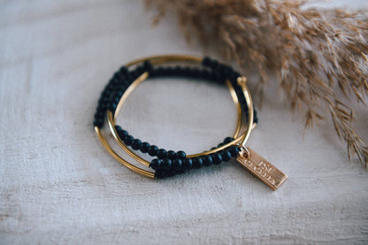 Gemstone and Gold Plated Triple Wrap Bracelets Holiday Gift