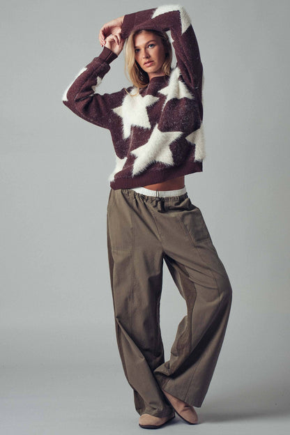 Drawstring Waist Wide-Leg Relaxed Pants