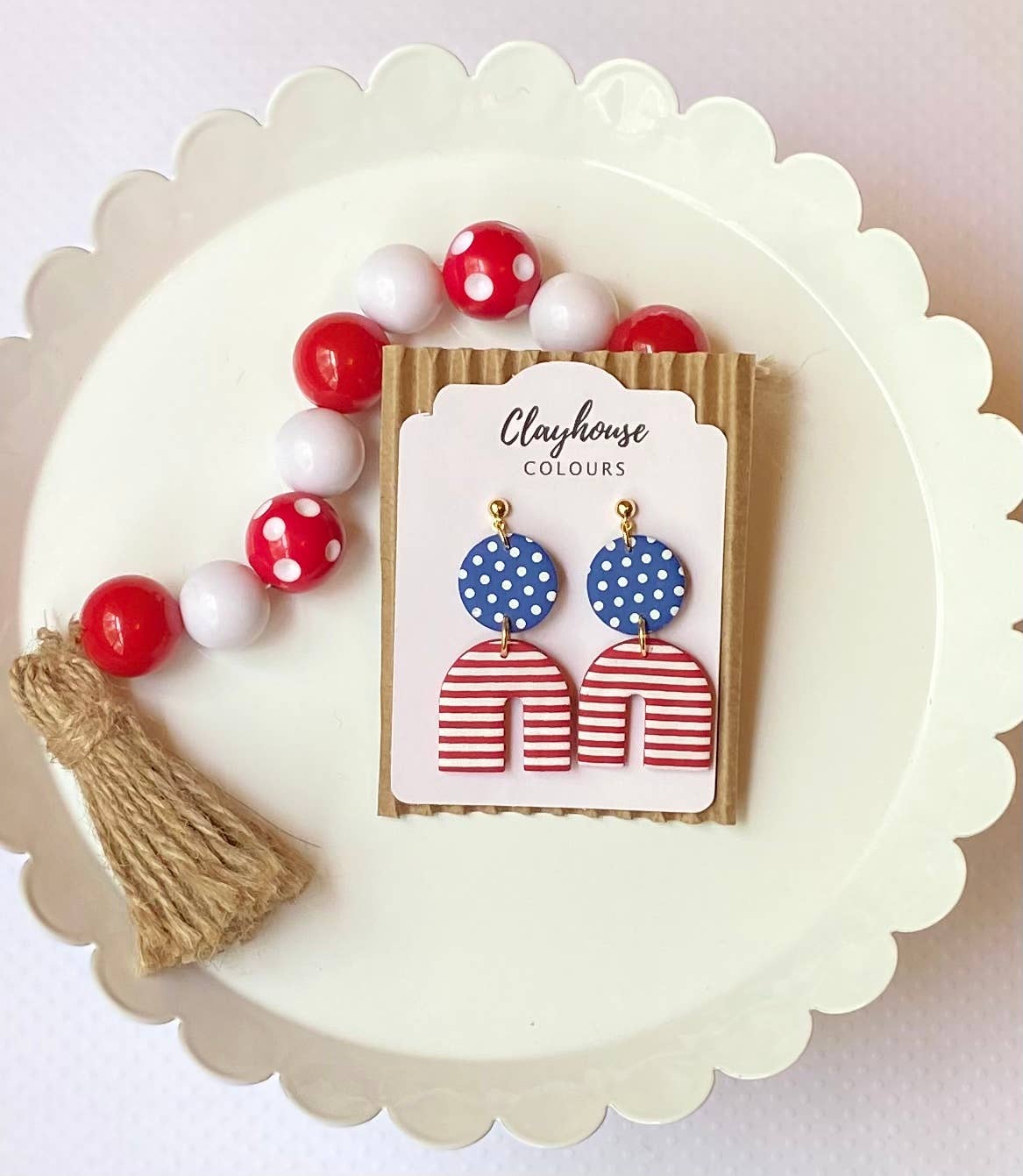 Red, White & Blue Clay Earrings 