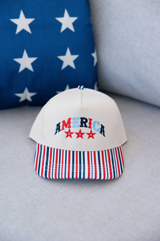 America 250 Red White & Blue Striped Hat 