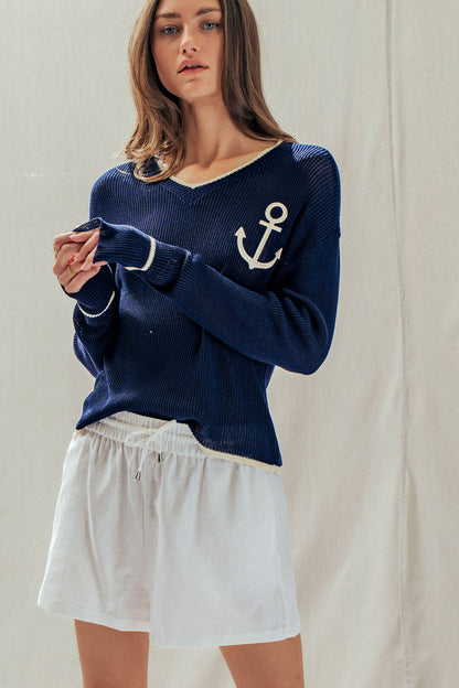 Linen Blend Elastic Waist Drawstring Shorts