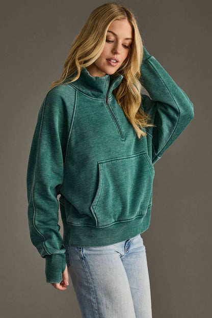 Dk Green Quarter Zip Sweatshirt