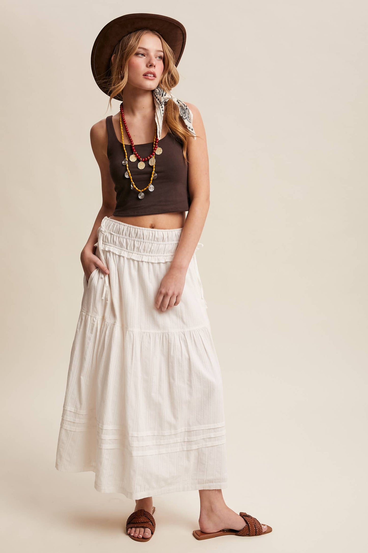 Textured Cotton Maxi Skirt