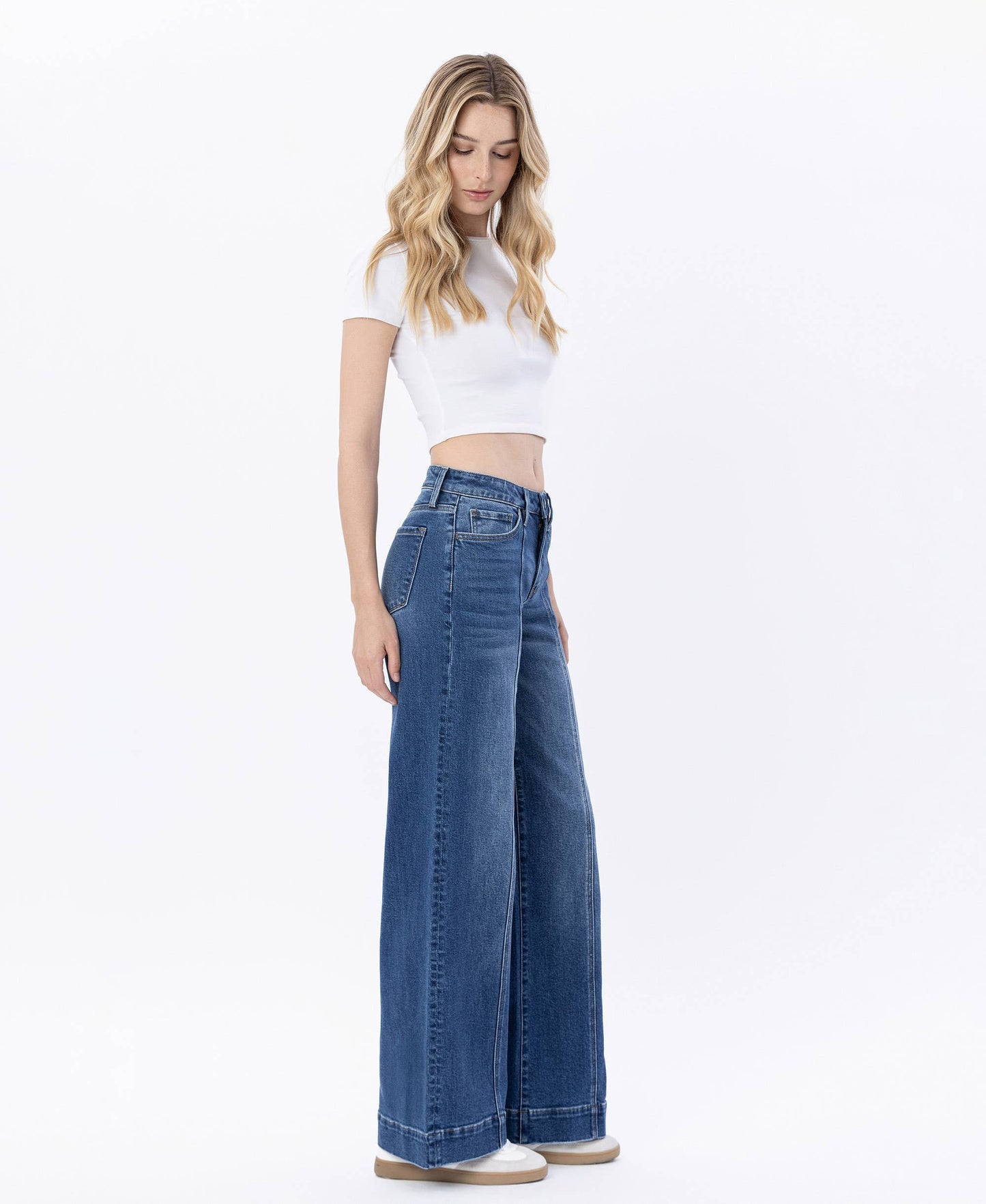 HIGH RISE TROUSER HEM WIDE LEG JEANS LV1753