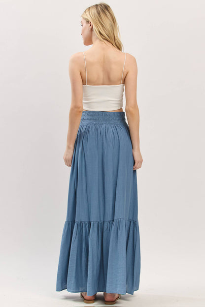 Tiered Center Slit Maxi Skirt - VS3399A