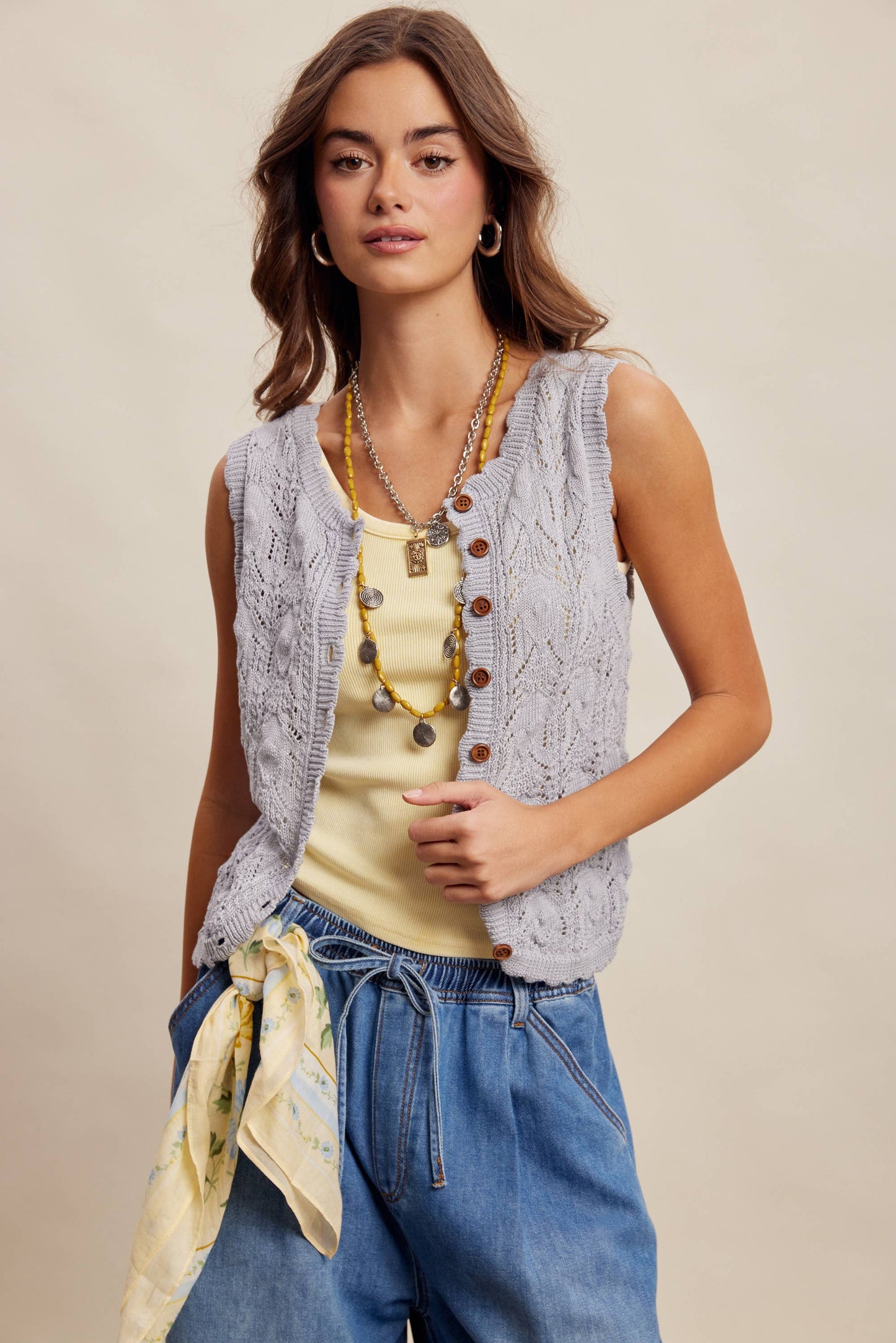 Reversible Pointelle Knit Vest Top LSW1049
