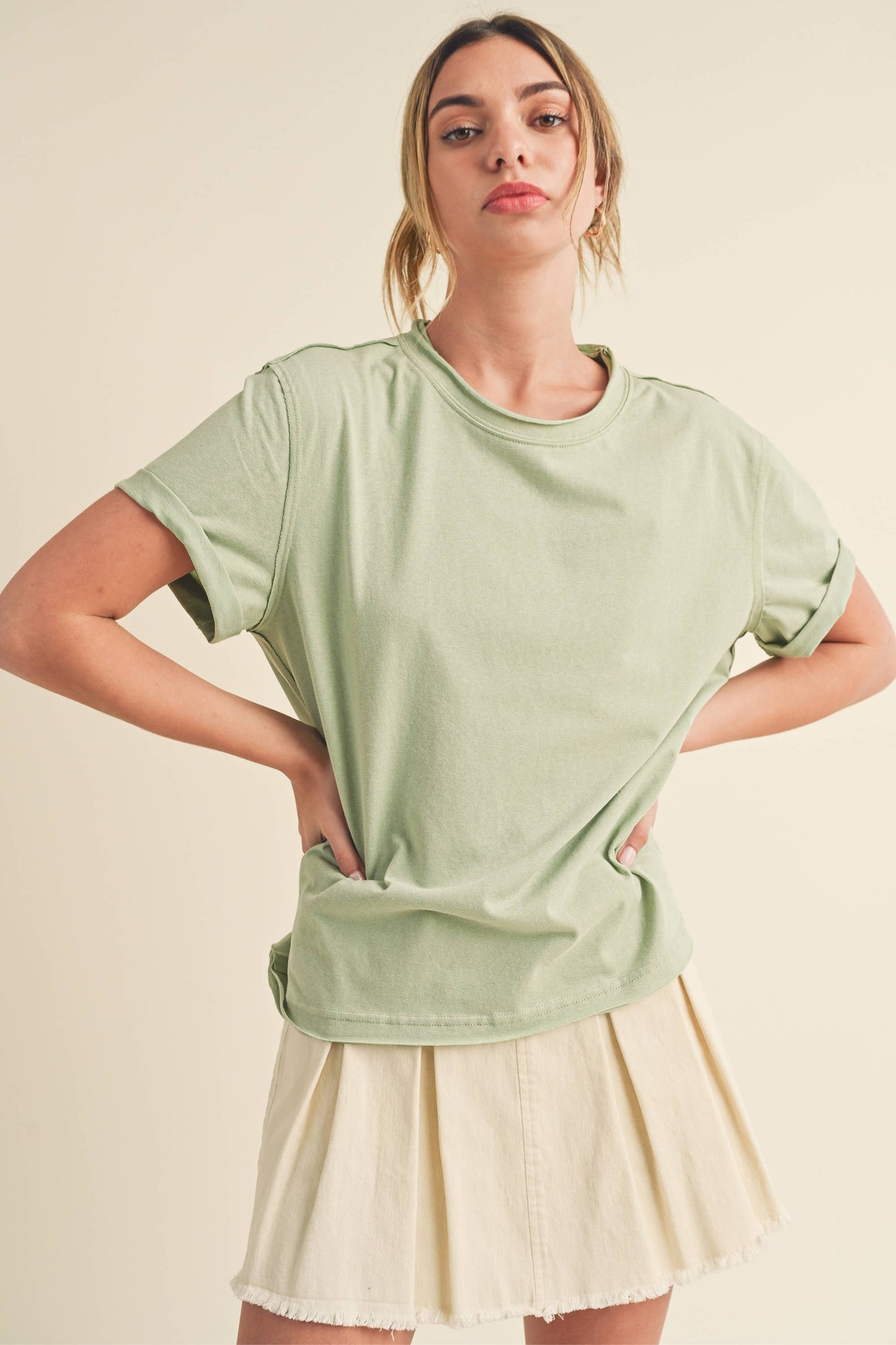 8314DN Mali Baby Tee Short Sleeve Top: White / Contemporary / S