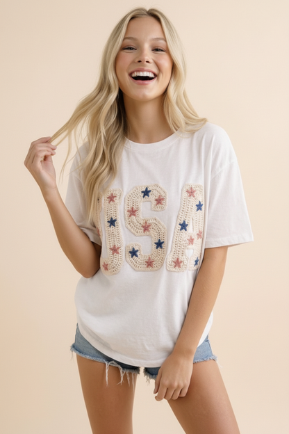 4th of July Crochet Star USA Tee