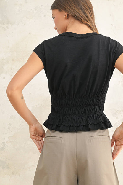 T4775   SMOCKING DETAIL TOP