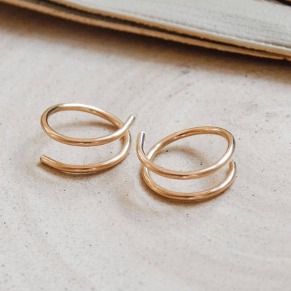Twist-In Double Huggie Hoop Earrings, Gold & Silver