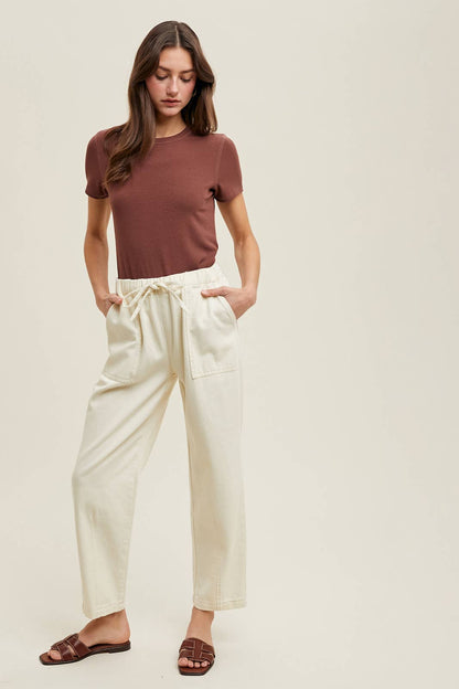 RIBBED KNIT BASIC T-SHIRT / WL18-1714